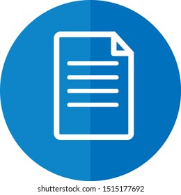 Simple file icon Symbol In Circle. Flat Icon on blue background. Vector Illustration