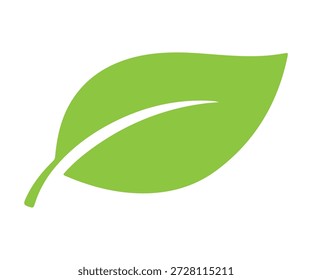Simple filled green leaf illustrates pure nature.