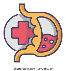 Simple Filled line Icon stomach health in white background. Premium Vector EPS10