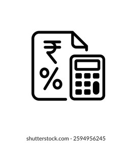 Simple Finance Icon Thin Line Tax Document with Calculator and Checklist for Accounting and Business Compliance
