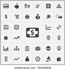 Simple Finance Icons Set. Universal Finance Icons To Use For Web And Mobile UI, Set Of Basic UI Finance Elements 