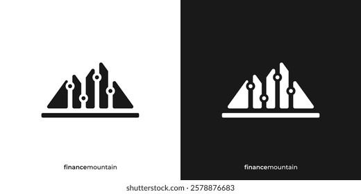 Simple Finance Mountain Logo. Mountain Hill Peak Summit and Graph Statistics Graphic Icons. Financial Logo Design Template. 