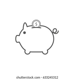 Simple Business and  Finance Vector Flat Icon. Classic pink piggy as coin keeper. Flat style icon. 
