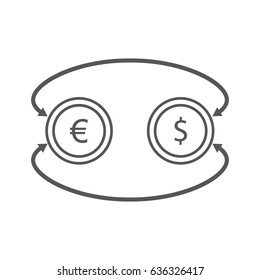 Simple Business and  Finance Vector Flat Icon. Currency exchange between euro and dollar. Line art style icon. 
