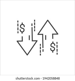 Simple financial analysis related line vector icon Includes icons such as Gainers and Losers, Portfolio Analysis, Financial Reports, and more.