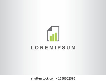 Simple Financial Bar icon logo design with green color concept.