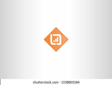 Simple Financial chart icon logo design with orange color concept