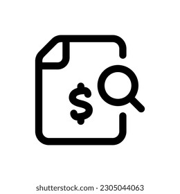 Simple Financial file icon combine with Search icon on it. The icon can be used for: websites, print templates, presentation templates, illustrations, etc.