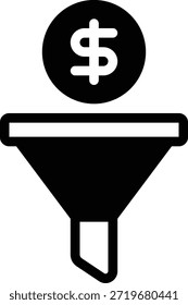 Icono de Filtrar financiero simple que representa el filtrado de dinero, utilizado en finanzas, banca y visualización de datos.