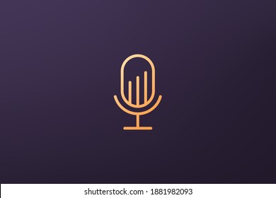 logo simple de podcast financiero con micrófono con un estilo moderno y lujoso