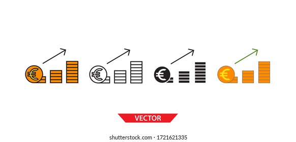 Simple financial progress icon on white background 4 types such as outline, black, color, outline and color. Vector illustration.