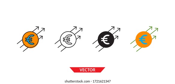 Simple financial progress icon on white background 4 types such as outline, black, color, outline and color. Vector illustration.