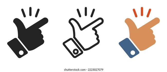 It’s simple - finger snap set icon in flat style. Easy icon. Finger snapping click flick hand gesture sign - stock vector