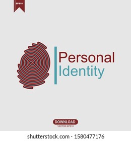 Simple fingerprint,personal identity concept logo vector design