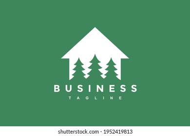 Simple Fir Tree House Logo