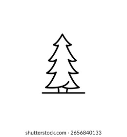 Einfache Tanne Icon Line Art für festliches Design und Dekoration