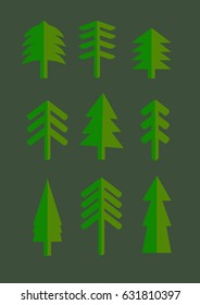 simple fir tree icons, editable color, vector illustration