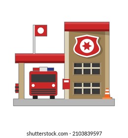 Icono plano del departamento de incendio simple aislado en fondo blanco, construcción o lugares de signo de concepto y símbolo de ilustración vectorial.