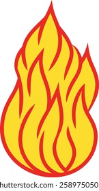 Simple fire flame clipart minimalistic vector illustration. Fire icon for web and graphics design. Flat color fire flame art and texture.