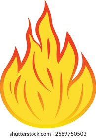 Simple fire flame clipart minimalistic vector illustration. Fire icon for web and graphics design. Flat color fire flame art and texture.