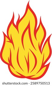 Simple fire flame clipart minimalistic vector illustration. Fire icon for web and graphics design. Flat color fire flame art and texture.