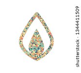 Simple fire flame icon. Colored mosaic with polygons