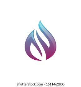 Simple fire flame icon. Colorful logo concept with simple shadow on white. 10 different blurred backgrounds included