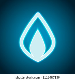 Simple fire flame icon. Neon style. Light decoration icon. Bright electric symbol