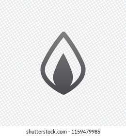 Simple fire flame icon. On grid background