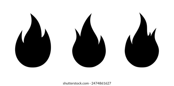 Simple fire flame icon set in generic style