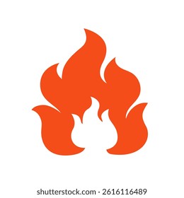 Simple fire flame icon. Vector fire icon isolated on white background.