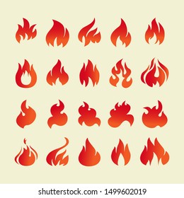 Simple Fire and flame icons vector
