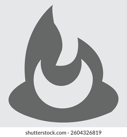 Simple fire icon, symbolizing heat, energy, or danger in design.