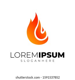 Simple Fire logo with modern color gradient style vector