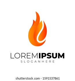 Simple Fire logo with modern color gradient style vector