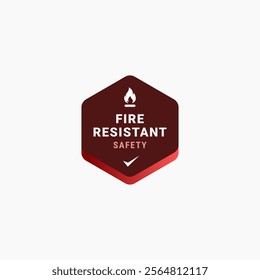 Simple Fire Resistant label design element vector. Fire protection. Vector fire shield. Vector shield icon. Security vector icon. Protection icon. Fire resistant icon. Flame sign.