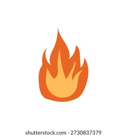 Simples sinal de fogo. Ícone de chamas de línguas laranja amarelas. Mão desenhada ilustração vetorial plana com fogueira para emoji, adesivo