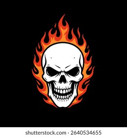 Simple of fire skull head design illustration
