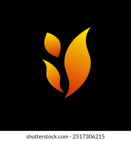 Simple fire symbol logo vector Black background