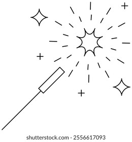 Simple firecracker light sparkles. Light stick sparkles flat vector icon illustration. 
