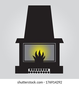 simple fireplace icon eps10