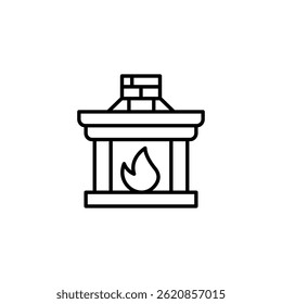 Ilustración de chimenea simple con chimenea de ladrillo y minimalismo de llama