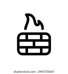 Simple Firewall line icon isolated on a white background