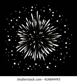 Simple fireworks, white on the black background
