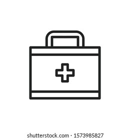 Simple first aid kit line icon. Stroke pictogram. Vector illustration isolated on a white background. Premium quality symbol. Vector sign for mobile app and web sites.