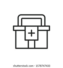 Simple first aid kit line icon. Stroke pictogram. Vector illustration isolated on a white background. Premium quality symbol. Vector sign for mobile app and web sites.