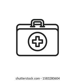 Simple first aid kit line icon. Stroke pictogram. Vector illustration isolated on a white background. Premium quality symbol. Vector sign for mobile app and web sites.