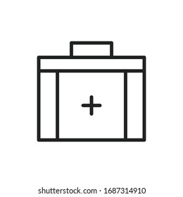 Icono simple de línea del kit de primeros auxilios. Pictograma de trazo. Ilustración vectorial aislada en un fondo blanco. Símbolo de calidad superior. Signo de vector para aplicaciones móviles y sitios web.