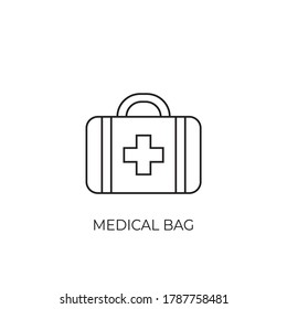 Simple first aid kit line icon. Stroke pictogram. Medical Bag Icon - Vector, Medical box , first aid box icon,  illustration isolated on a white background. Nursing Bag, doctor bag