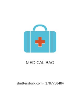 Icono de línea simple del kit de primeros auxilios. Pictograma de paro. Icono de la bolsa médica - Vector, caja médica , icono de la caja de primeros auxilios, ilustración aislada en un fondo blanco. Bolsa de enfermería, bolso médico